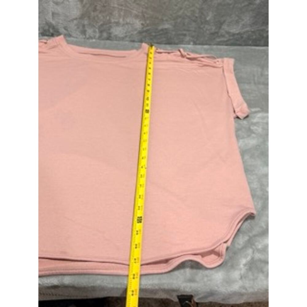 Cupio Blush Pink Lace-Up Shoulder Knit Top 2X Soft Short Sleeve Plus Size - Picture 9 of 9